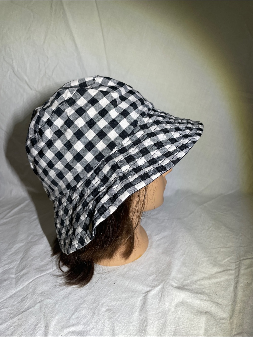 Women's Black and White Gingham Bucket Hat